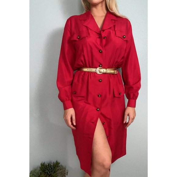 Classy Silk Red Dress Sz 12 - Picture 3 of 4